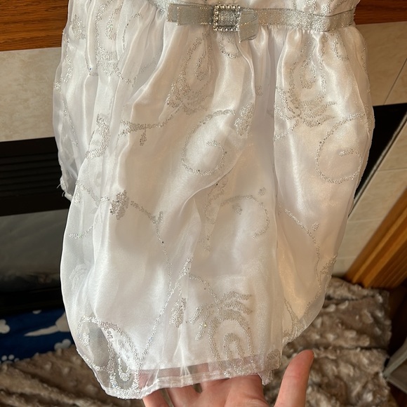 Sweet Heart Rose‎ White Baby Formal Dress Silver Chiffon Beaded - Picture 4 of 9